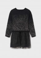 MAYORAL suknelė trumpomis rankovėmis ir megztinis 8A, black, 162 cm, 7936-96