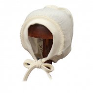LORITA merino vilnos kepurė kūdikiui išvirkščiomis siūlėmis, ecru, 38 cm, 145
