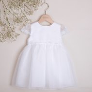 MINIMI krikšto suknelė trumpomis rankovėmis, balta, 42/23, 86 cm