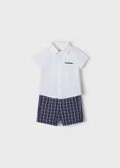 MAYORAL lininiai marškiniai trumpomis rankovėmis ir šortai 3D, navy blue/white, 74 cm, 1232-21