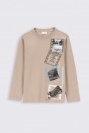 COCCODRILLO marškinėliai ilgomis rankovėmis EVERYDAY BOY, smėlio spalvos, ZC2143101EVB-002