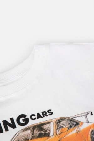 COCCODRILLO marškinėliai trumpomis rankovėmis RACER 90' JUNIOR, balti, WC4143201RAJ-001- 