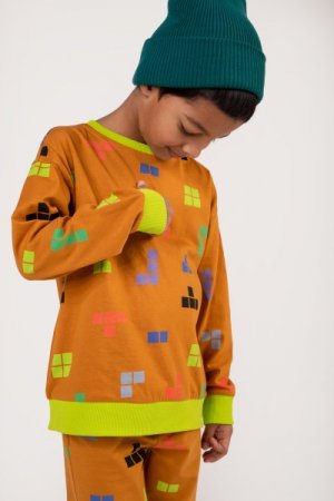 COCCODRILLO marškinėliai ilgomis rankovėmis DIGITAL WORLD KIDS, medaus spalvos, WC3143101DWK-026 WC3143101DWK-026-116