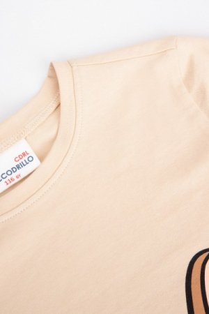 COCCODRILLO marškinėliai trumpomis rankovėmis LICENCE GIRL, smėlio spalvos, WC3143202LIG-002 WC3143202LIG-002-098