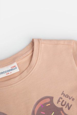 COCCODRILLO marškinėliai trumpomis rankovėmis EVERYDAY GIRL A, smėlio spalvos, WC4143218VGA-002- 