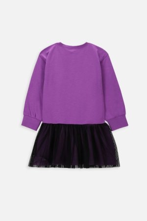 COCCODRILLO suknelė ilgomis rankovėmis JOYFUL PUNK KIDS, violetinė, WC4129101JPK-016-0 