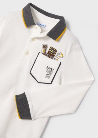 MAYORAL polo marškinėliai ilgomis rankovėmis 5C, kreminiai, 134 cm, 4179-76 4179-76 3
