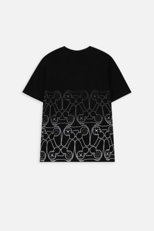COCCODRILLO marškinėliai trumpomis rankovėmis GAMER BOY JUNIOR, juodi, WC4143201GBJ-021- 