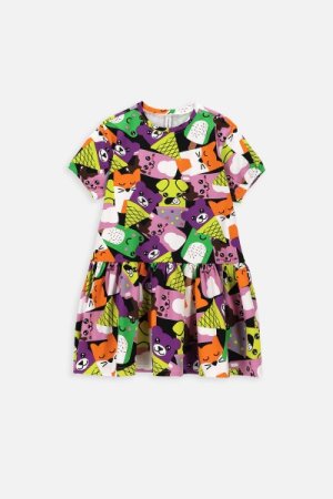 COCCODRILLO suknelė trumpomis rankovėmis JOYFUL PUNK KIDS, multicoloured, WC41201JPK-022-0 