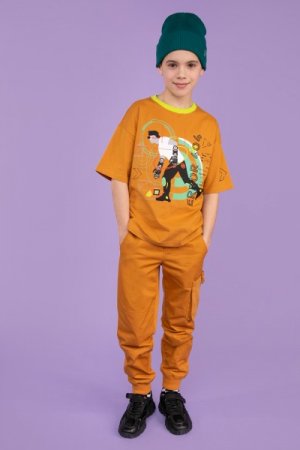 COCCODRILLO marškinėliai trumpomis rankovėmis DIGITAL WORLD JUNIOR, medaus spalvos, WC3143203DWJ-026 WC3143203DWJ-026-146