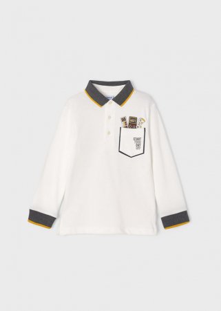 MAYORAL polo marškinėliai ilgomis rankovėmis 5C, kreminiai, 134 cm, 4179-76 4179-76 3