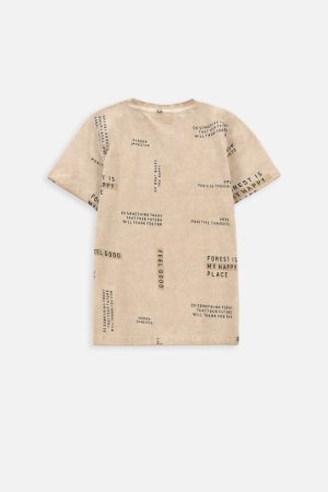 COCCODRILLO marškinėliai trumpomis rankovėmis NATURE JUNIOR, smėlio spalvos, WC4143204NAJ-002- 