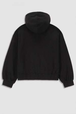 COCCODRILLO susegamas džemperis su gobtuvu EVERYDAY GIRL, juodas, WC3132401EVG-021-0 