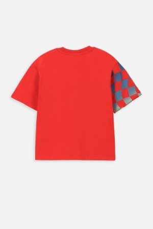 COCCODRILLO marškinėliai trumpomis rankovėmis RACER 90' KIDS, raudoni, WC4143201RAK-009-0 