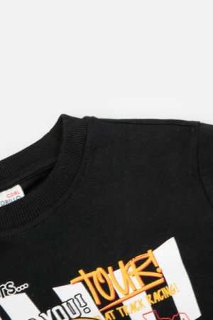 COCCODRILLO marškinėliai trumpomis rankovėmis RACER 90' JUNIOR, juodi, WC4143202RAJ-021- 