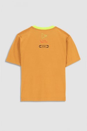 COCCODRILLO marškinėliai trumpomis rankovėmis DIGITAL WORLD JUNIOR, medaus spalvos, WC3143203DWJ-026 WC3143203DWJ-026-146