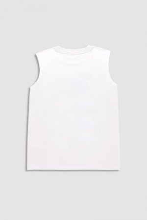 COCCODRILLO marškinėliai be rankovių FESTIVAL BOY JUNIOR, balti, WC3143302FBJ-001 WC3143302FBJ-001-146