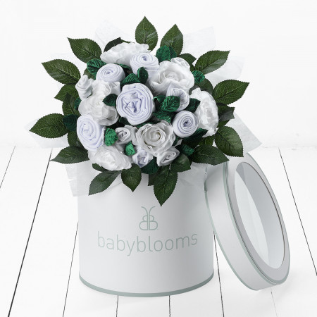 BABYBLOOMS naujagimio drabužėlių puokštė 11d Luxury Rose Bouquet Neutral BQC20008
